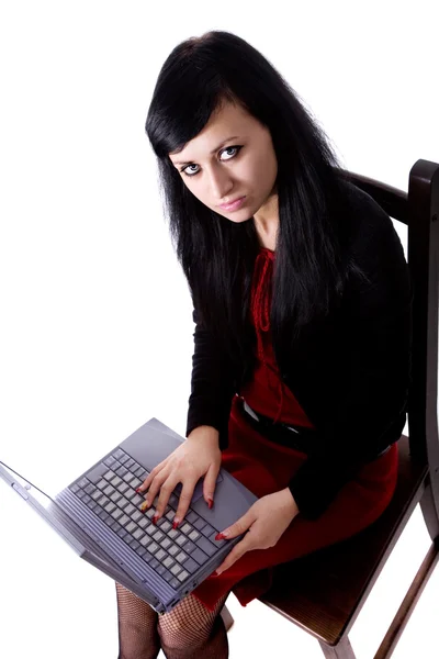 Vrouw met laptop — Stockfoto