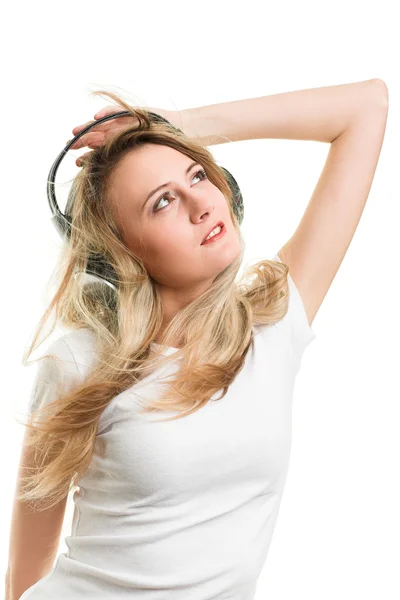 Mujer con auriculares — Foto de Stock