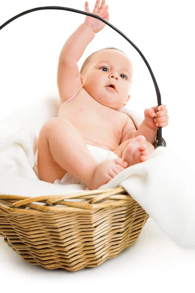 Boy in basket — Stock Photo, Image