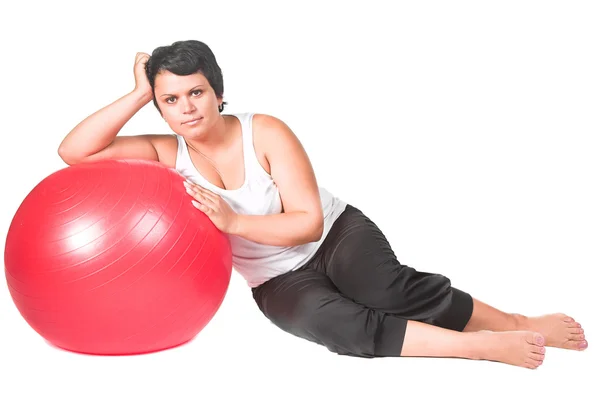 Fitness for fat woman — Stock Photo, Image