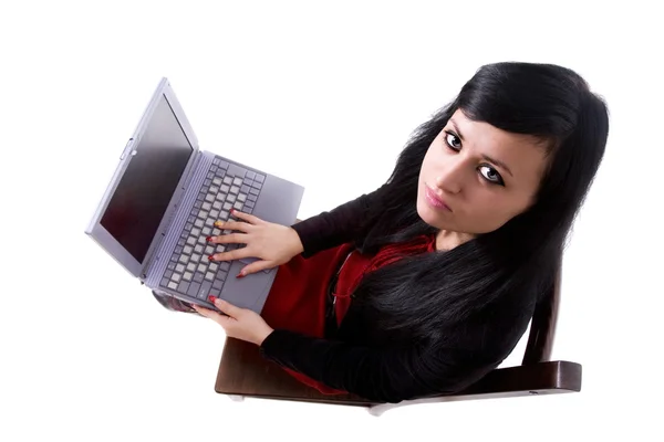 Vrouw met laptop — Stockfoto