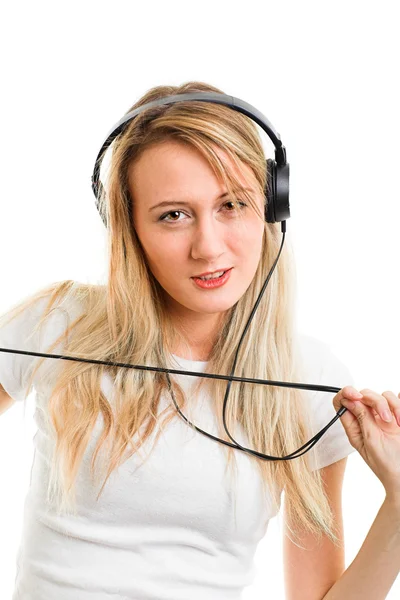 Mujer con auriculares —  Fotos de Stock