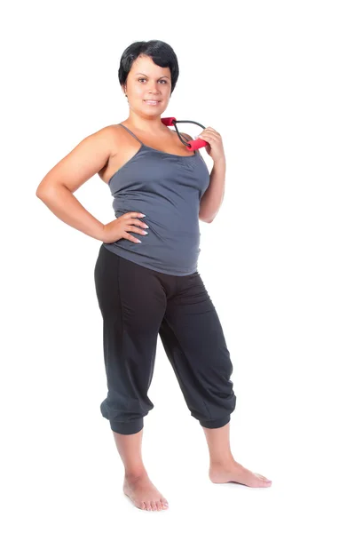 Fitness for fat woman — Stock Photo, Image