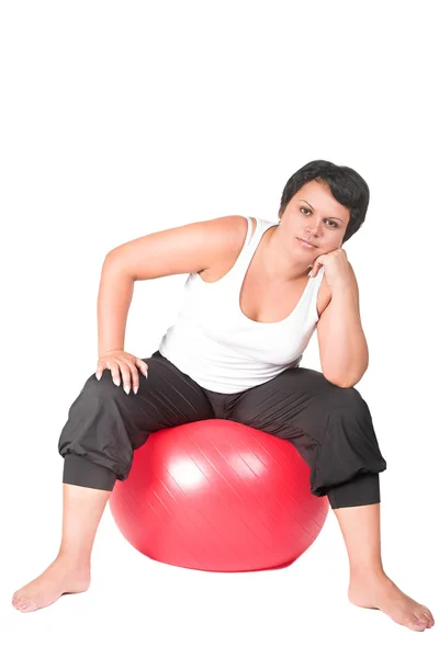 Fitness for fat woman — Stock Photo, Image