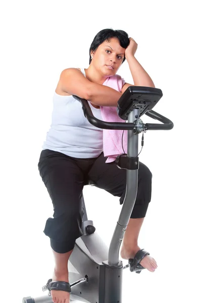 Fitness for fat woman — Stock Photo, Image