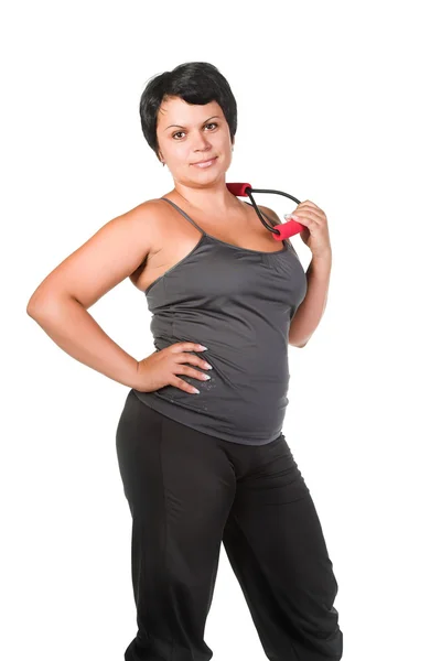 Fitness for fat woman — Stock Photo, Image