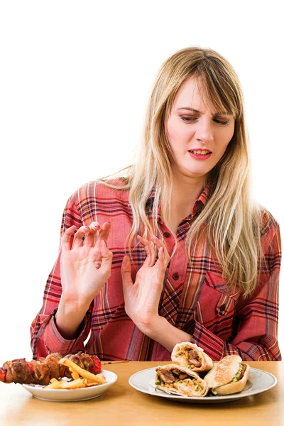 Meisje met fast food — Stockfoto