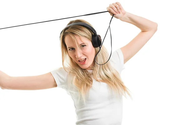 Woman with headphone — Stock Photo, Image