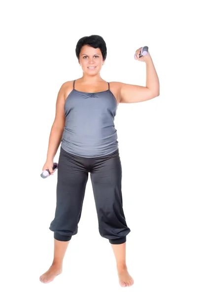 Fitness for fat woman — Stock Photo, Image