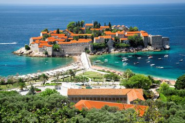 Sveti Stefan, small islet and resort in Montenegro. clipart