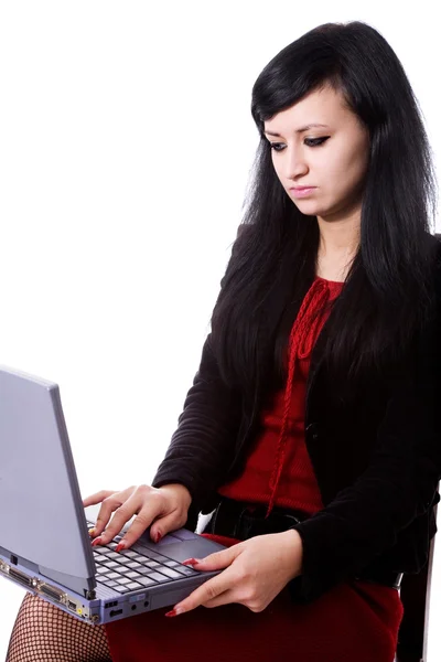 Frau mit Laptop — Stockfoto