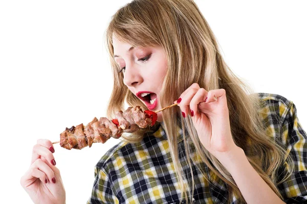 Girl with fast food — Stock Photo, Image