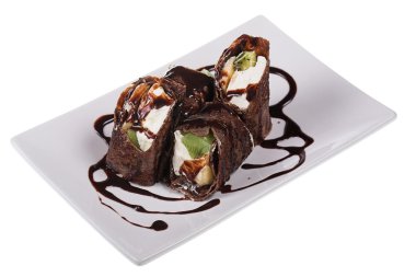 dondurma ve kivi ile bisküvi rulo