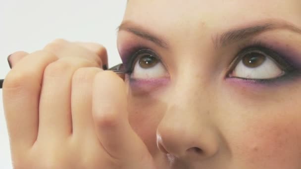 Beauté femme ayant son visage composé par styliste — Video