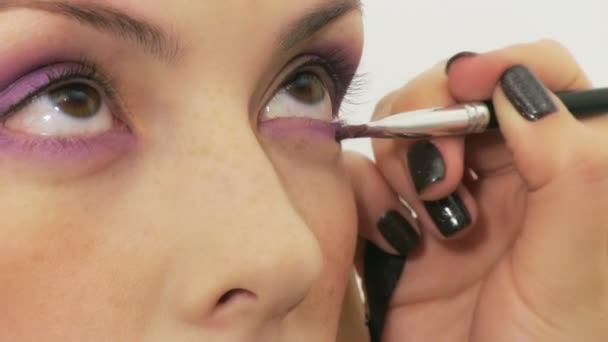 Beauté femme ayant son visage composé par styliste — Video