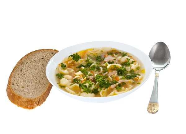 Chicken noodle soup - broth — Stock Photo, Image