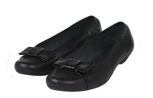 Ženské černé boty, samostatný — Stock fotografie