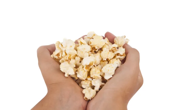 Popcorn i hand isolerade — Stockfoto