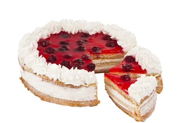 Ciasto z wiśniami na białym tle — Zdjęcie stockowe