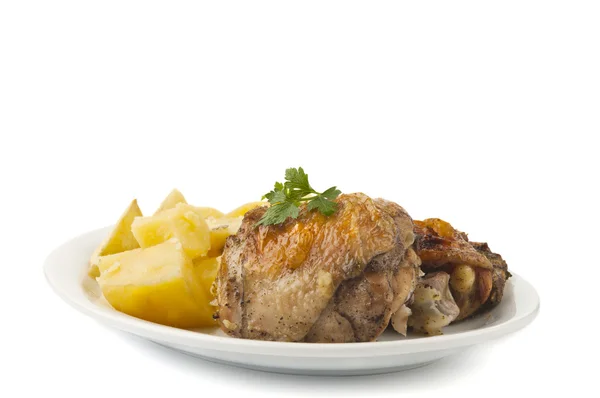Potatoes and meat isolated — Stock Photo, Image