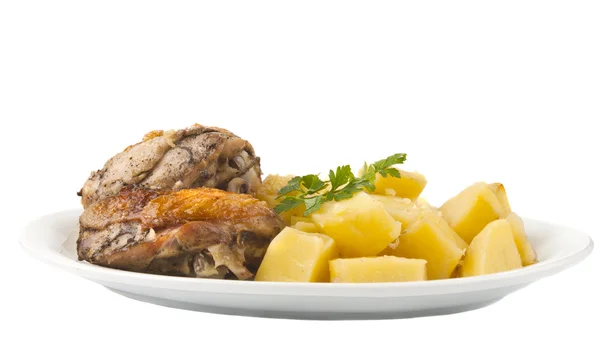 Potatoes and meat isolated — Stock Photo, Image