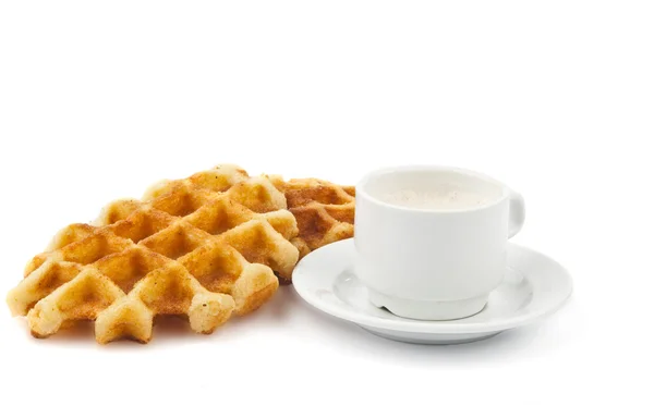 Cappuccino kahve ve gofret — Stok fotoğraf