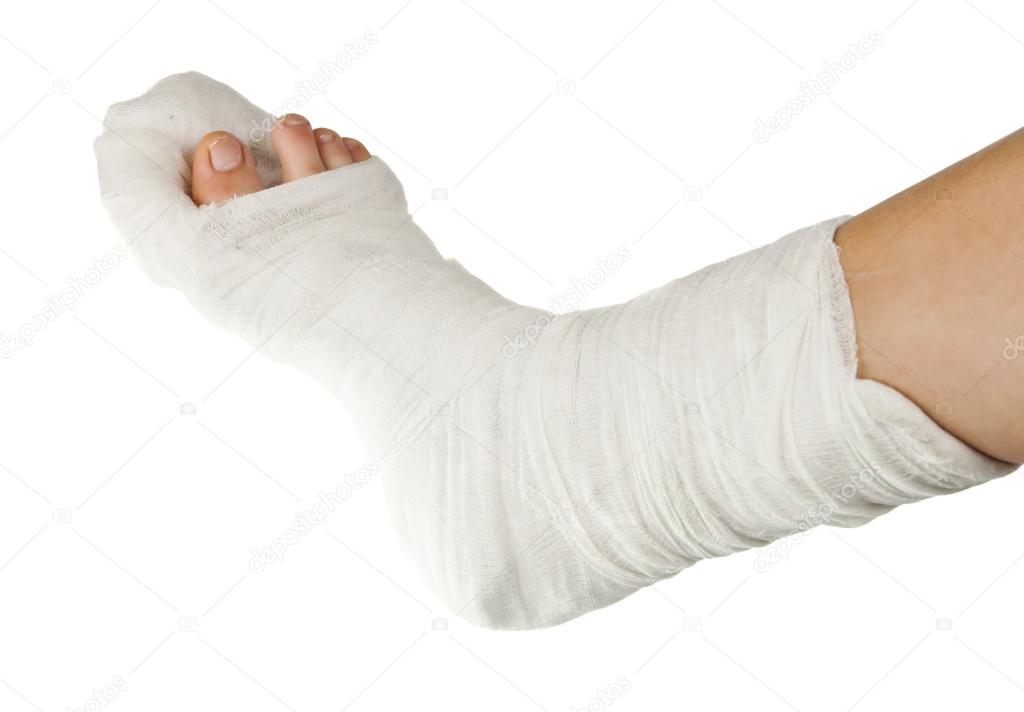 leg in a plaster isolated