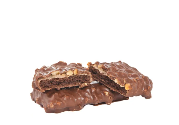 Biscoitos com chocolate e nozes isolados — Fotografia de Stock