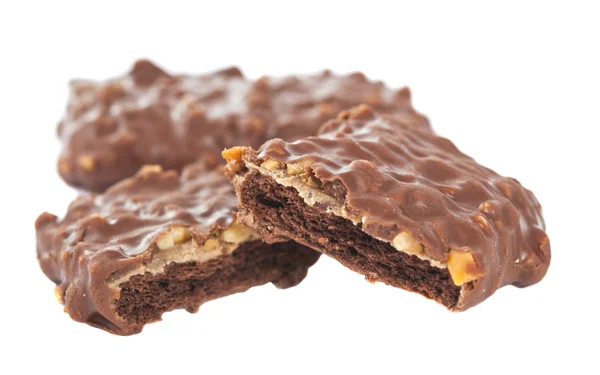 Biscoitos com chocolate e nozes isolados — Fotografia de Stock