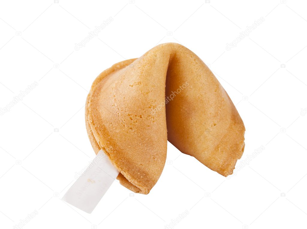 Fortune cookie with blank slip isolated
