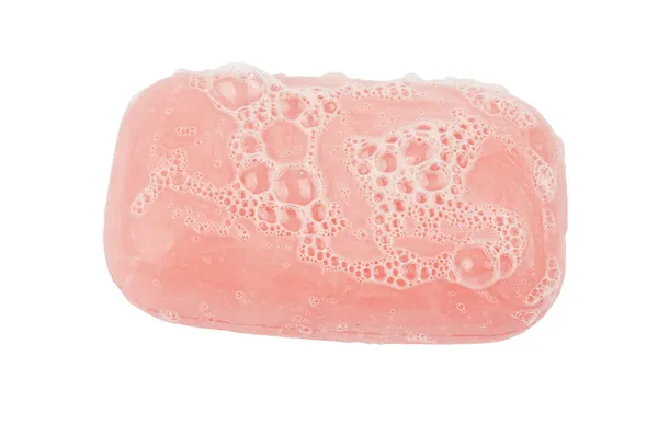 粉红色的肥皂泡沫的隔离 — 图库照片