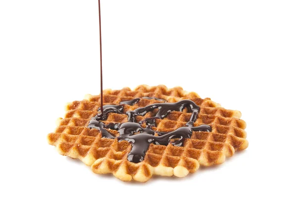 Waffles with chocolate isolated — Stock Photo, Image