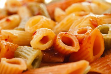 domates soslu Penne rigate makarna. arka plan
