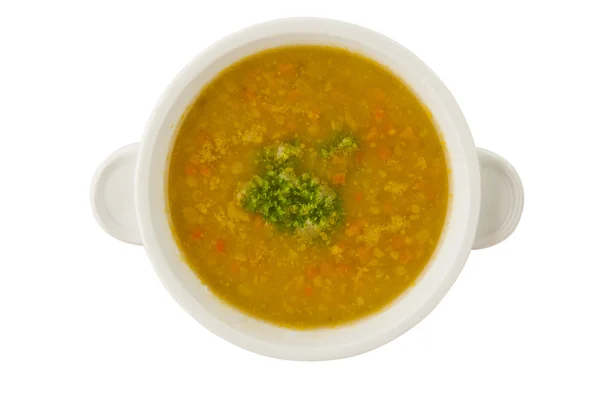 Pea soup in a bowl isolated — Stock Photo, Image