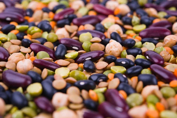 Feijão, lentilha, ervilhas e grão-de-bico — Fotografia de Stock