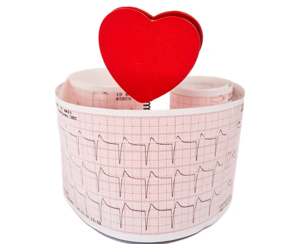 Electrocardiogram with a heart — Stock Photo, Image