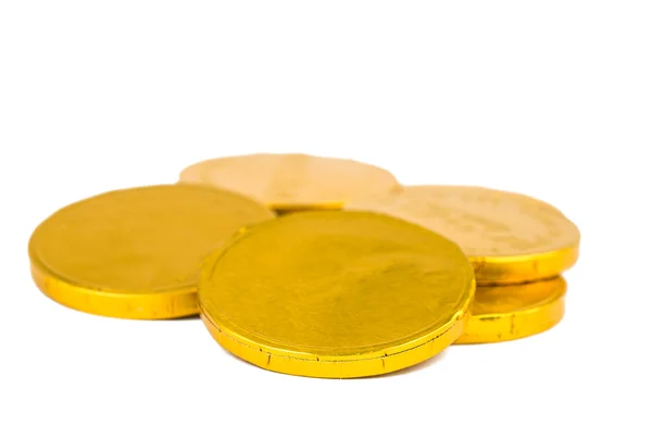 Zlaté mince, samostatný — Stock fotografie