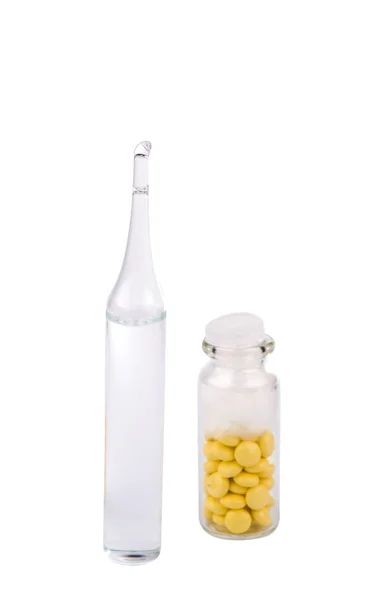 Butelek tabletki na białym tle — Zdjęcie stockowe