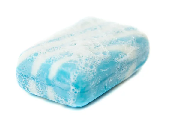 Blauwe zeep met schuim — Stockfoto