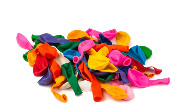 Close view of a bunch of colorful deflated balloons — Stock Photo, Image
