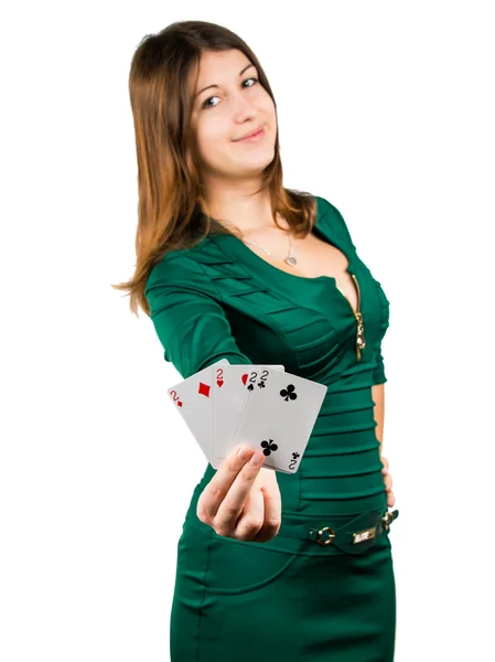 Beautiful young girl in casino — Stock Photo, Image