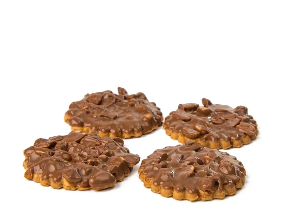 Μπισκότα με σοκολάτα και καρύδια απομονωθεί — Φωτογραφία Αρχείου