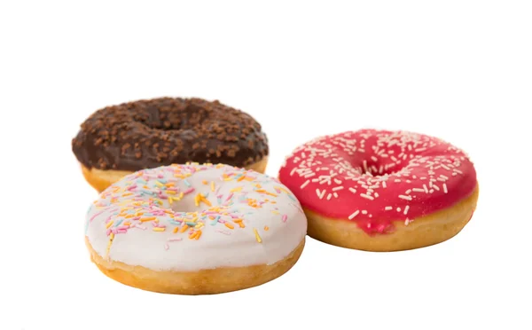 Donuts mit Zuckerguss isoliert — Stockfoto