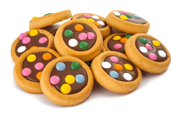 Čokoládové cookies s barevné postřikovačů — Stock fotografie