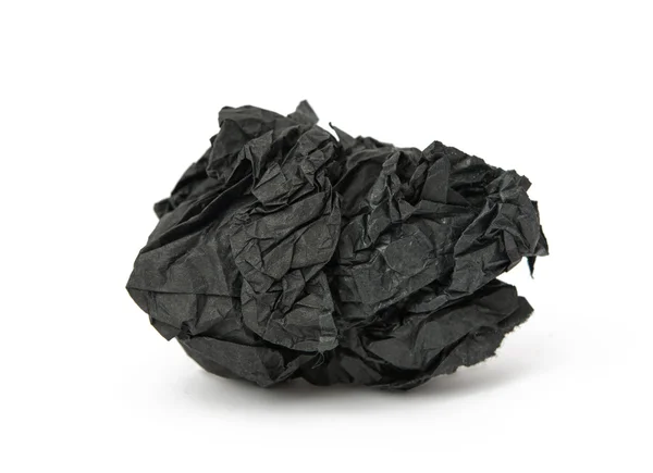 Black crumpled paper isolated — Stock Photo, Image