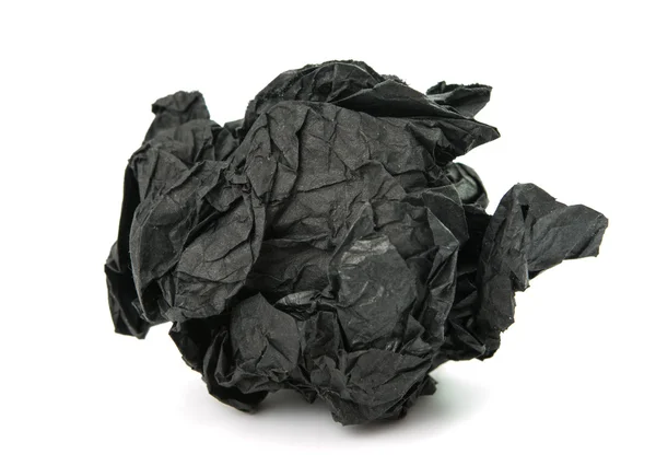 Papel crumpled preto isolado — Fotografia de Stock