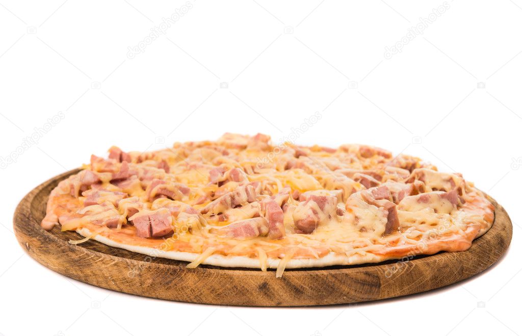 pizza with salami isolated