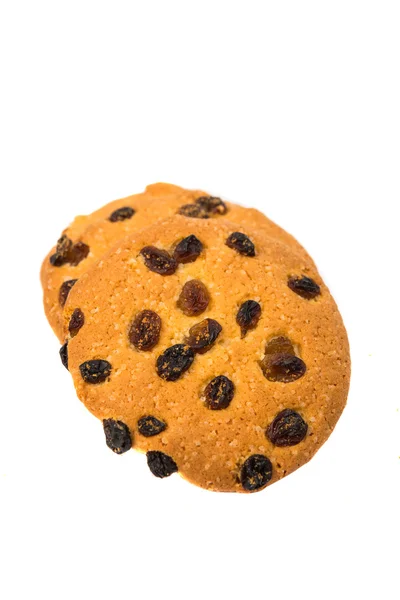 Soubory cookie s rozinkami, samostatný — Stock fotografie