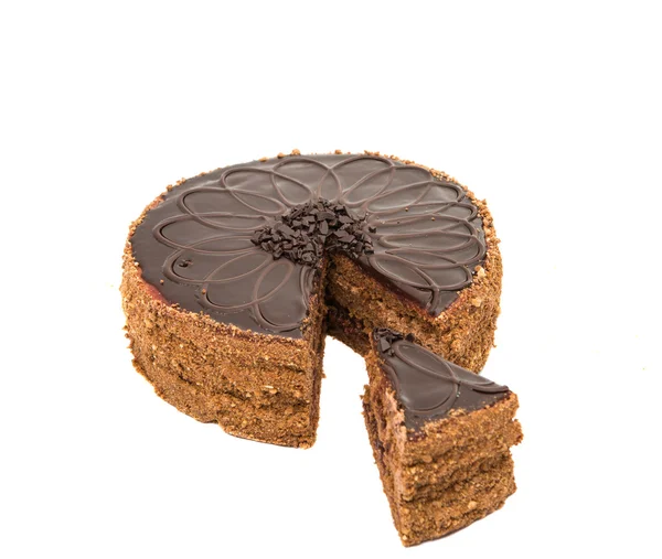 Torta al cioccolato isolata — Foto Stock