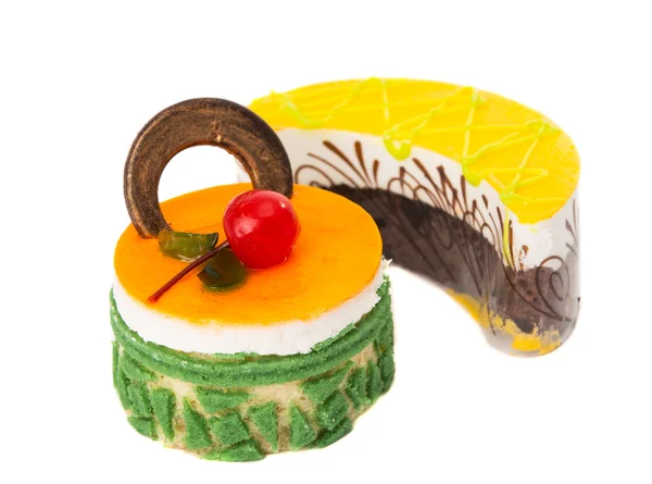 Cakes with fruit isolated — Stock Photo, Image